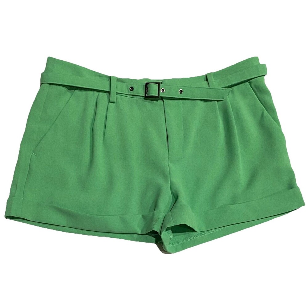 Joie Tailored Shorts Green 4 High Rise Belted Cuffed Trouser Womens Dress Shorts